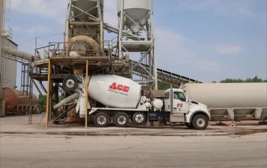 cement truck at loading facility