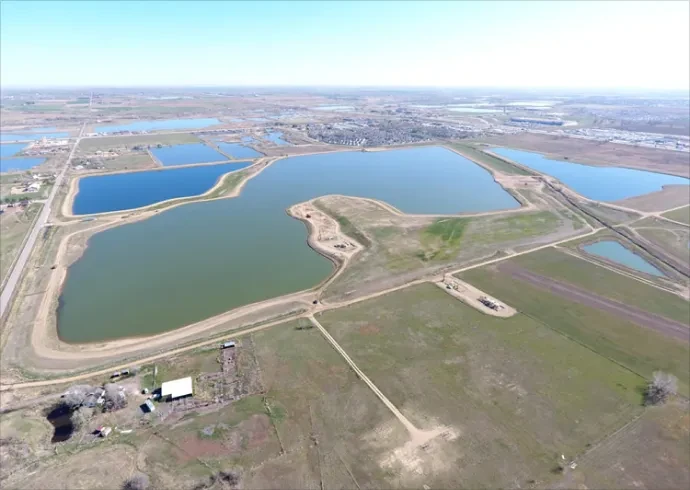 aerial view of water storage facility
